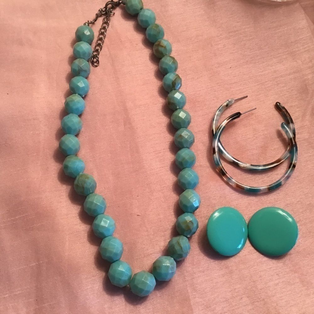 Blue Necklace and Earrings Set